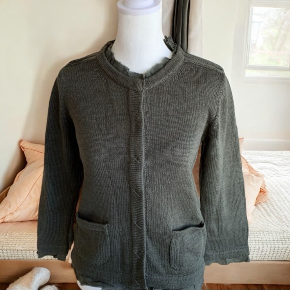 Boden women green cotton US 10 UK cardigan